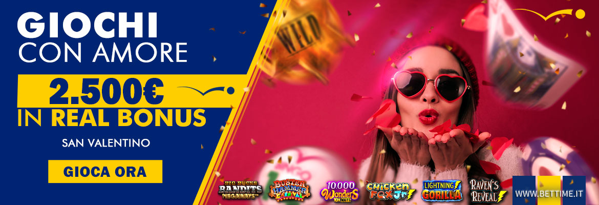 Promozione Casinò San Valentino Giochi con Amore 2.500 euro in Real Bonus