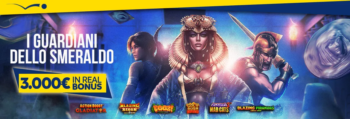 Promozione Casinò I Guardiani dello Smeraldo 3.000 euro in Real Bonus