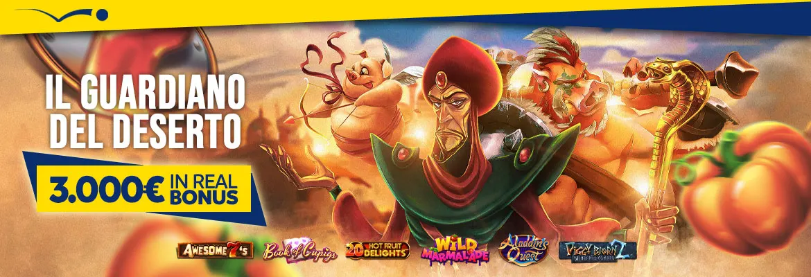 Promozione Casinò Il Guardiano del Deserto 3.000 euro in Real Bonus