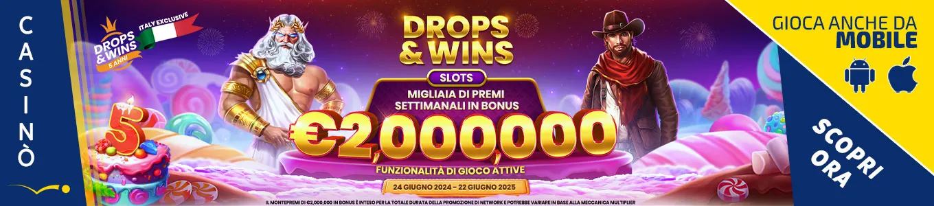 Bonus Casinò Drops and Wins da 2.000.000 euro